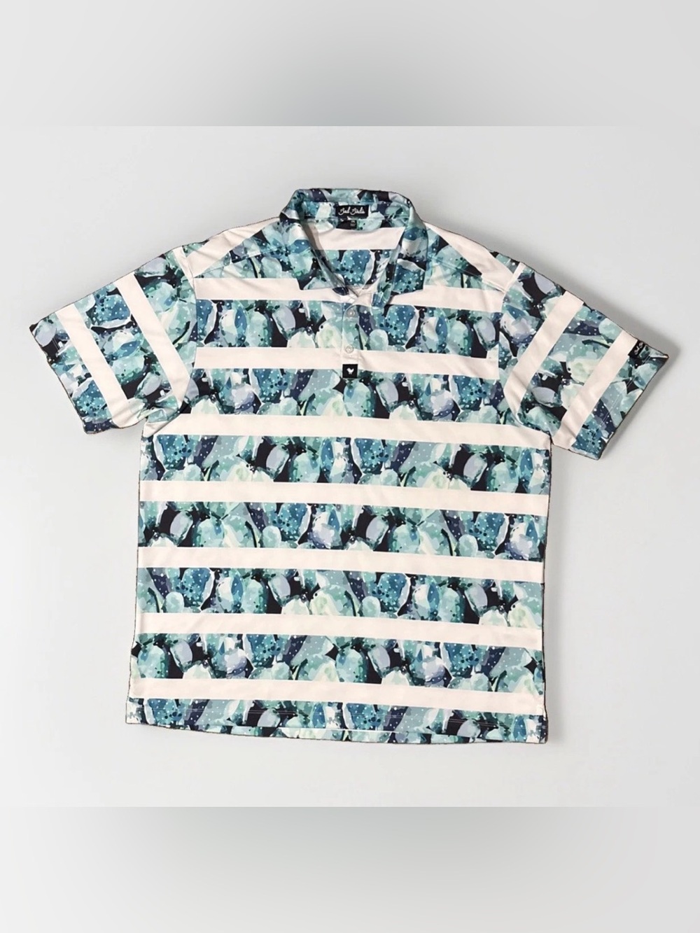 Bad Birdie Golf Polo Shirt Mens 2XL Cactus All Over Print Performance